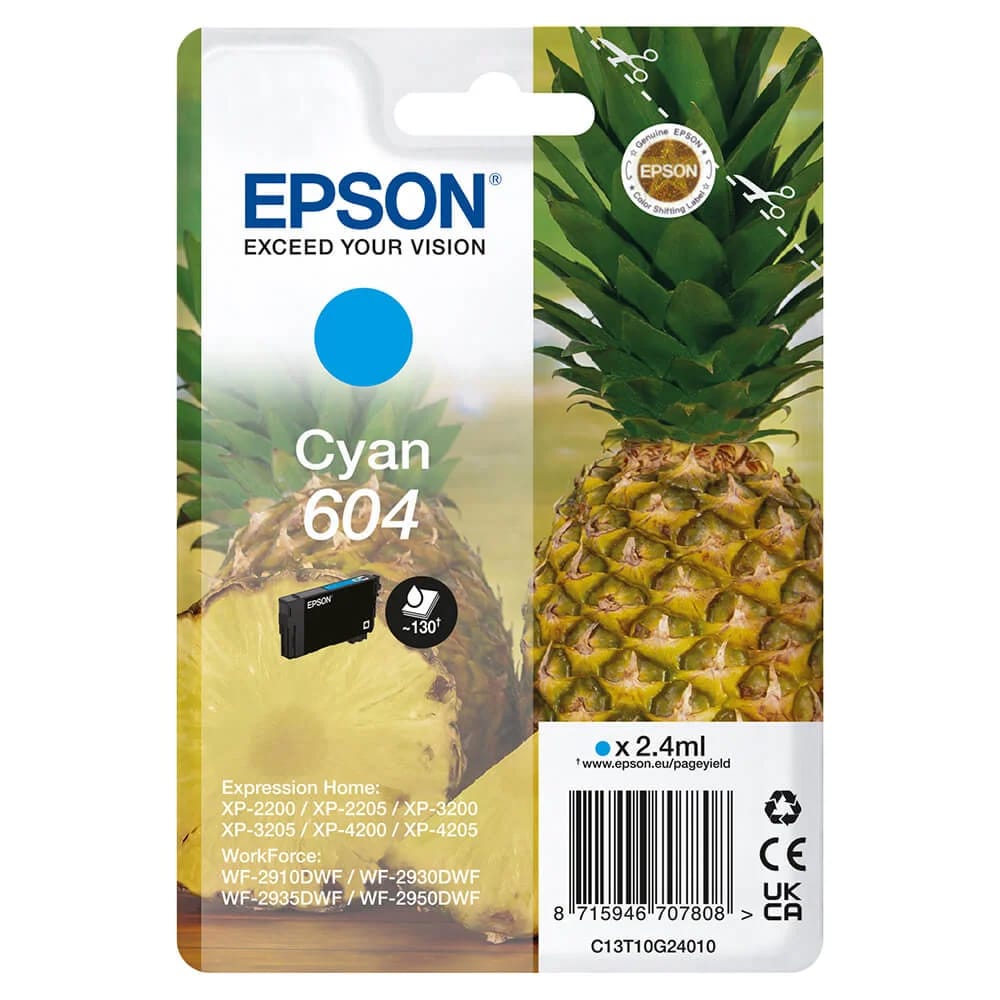 Epson 604 Blekkpatron C13T10G24010 - Cyan