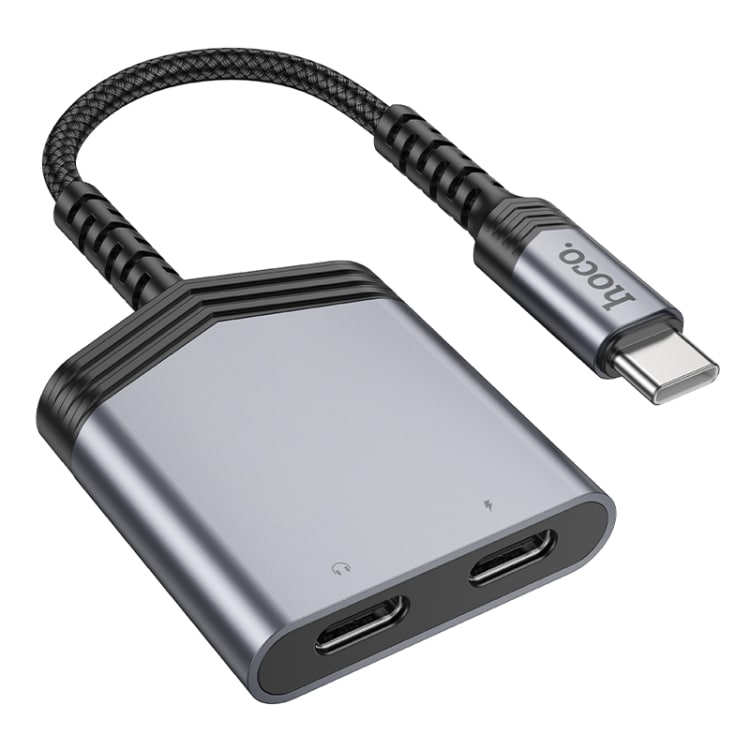 USB-C-adapter 1xUSB-C til 2xUSB-C med støtte for hurtiglading