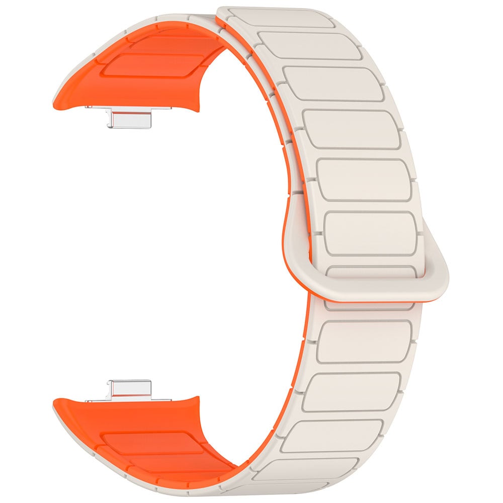 Silikonarmbånd med magnet for Xiamoi Redmi Watch 4 / Watch Band 8 Pro / 9 Pro - Starlight/Orange