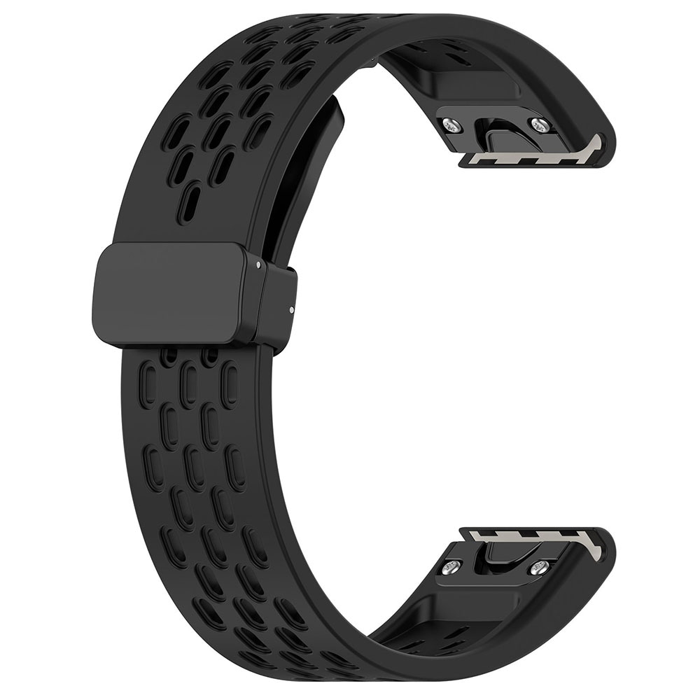 Silikonarmbånd for Garmin Fenix 5 / 6 / 7 / 8 22mm - Svart