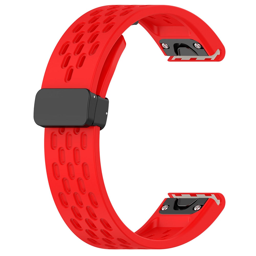 Silikonarmbånd for Garmin Fenix 5 / 6 / 7 / 8 22mm - Rød