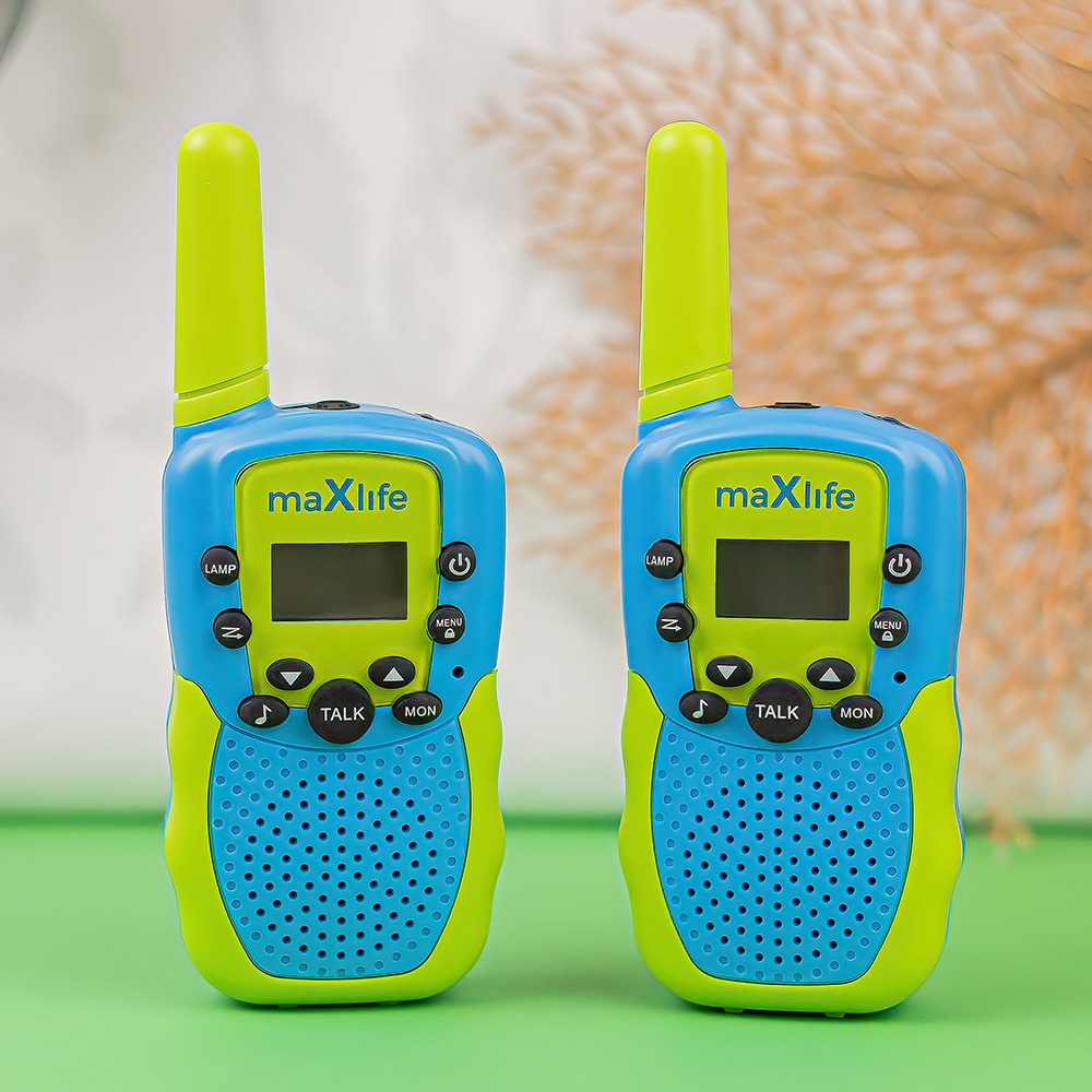 Maxlife MXWT-200 Walkie-Talkie-sett med ergonomisk design og rekkevidde på opptil 3 km - Grønn/Blå