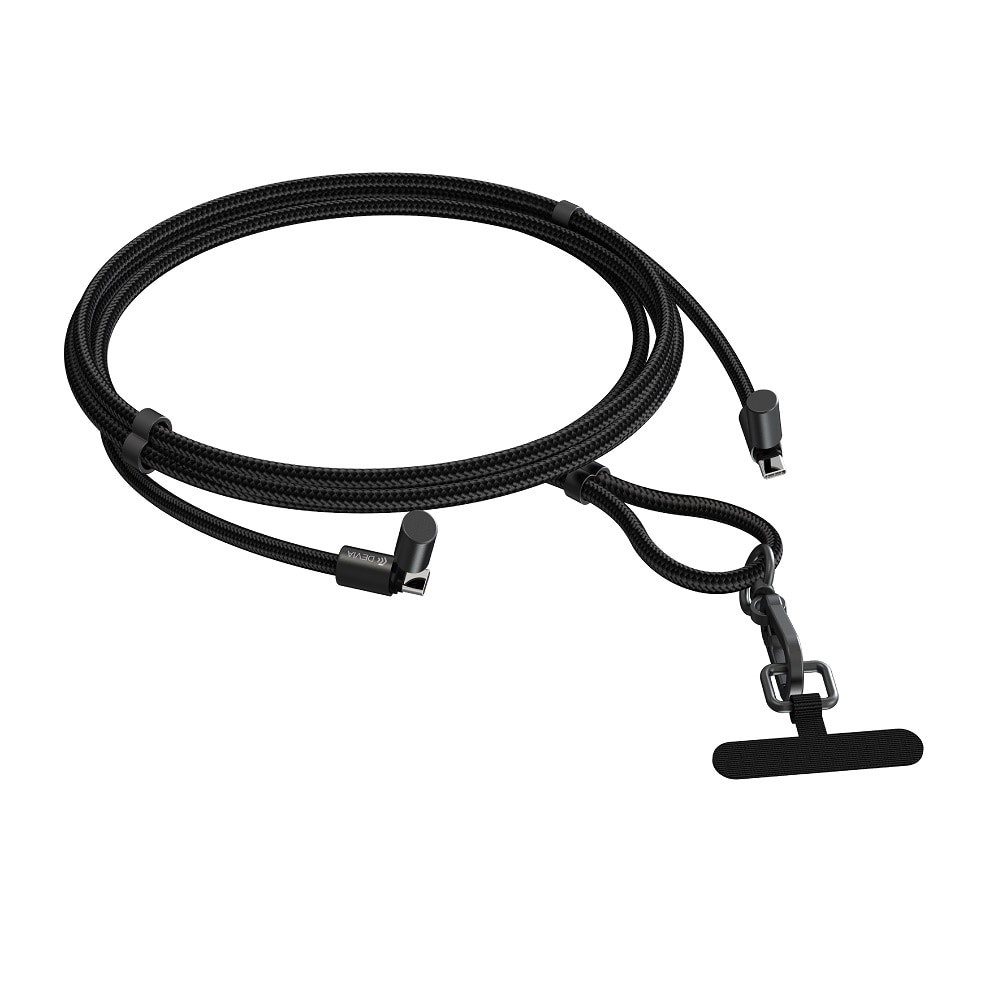 Devia Mobil stropp og USB-C-kabel PD 60W 1,6 m - Svart