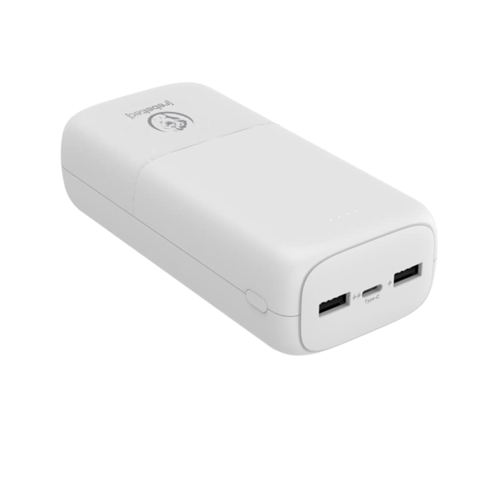 Rebeltec powerbank 10W med 30000mAh og smart ladekontroll - Hvit