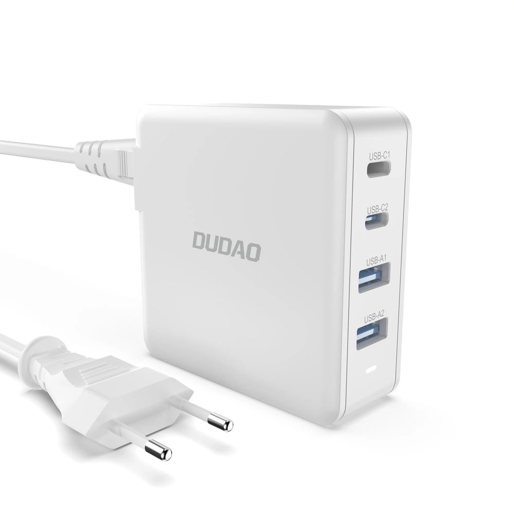 Dudao GaN USB-lader med 100 W 2xUSB-C og 2xUSB Dudao - Hvit