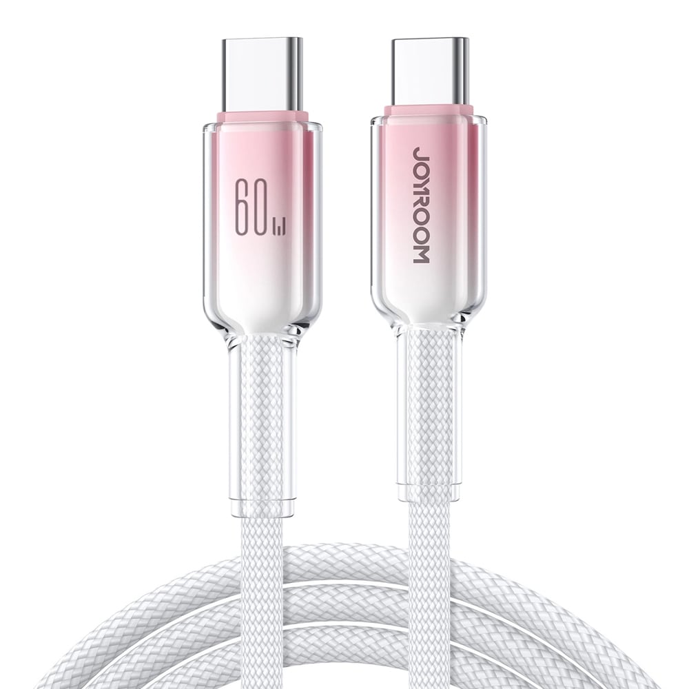 Joyroom Crystal-Clear 60W USB-C-kabel 1,2 m - hvit