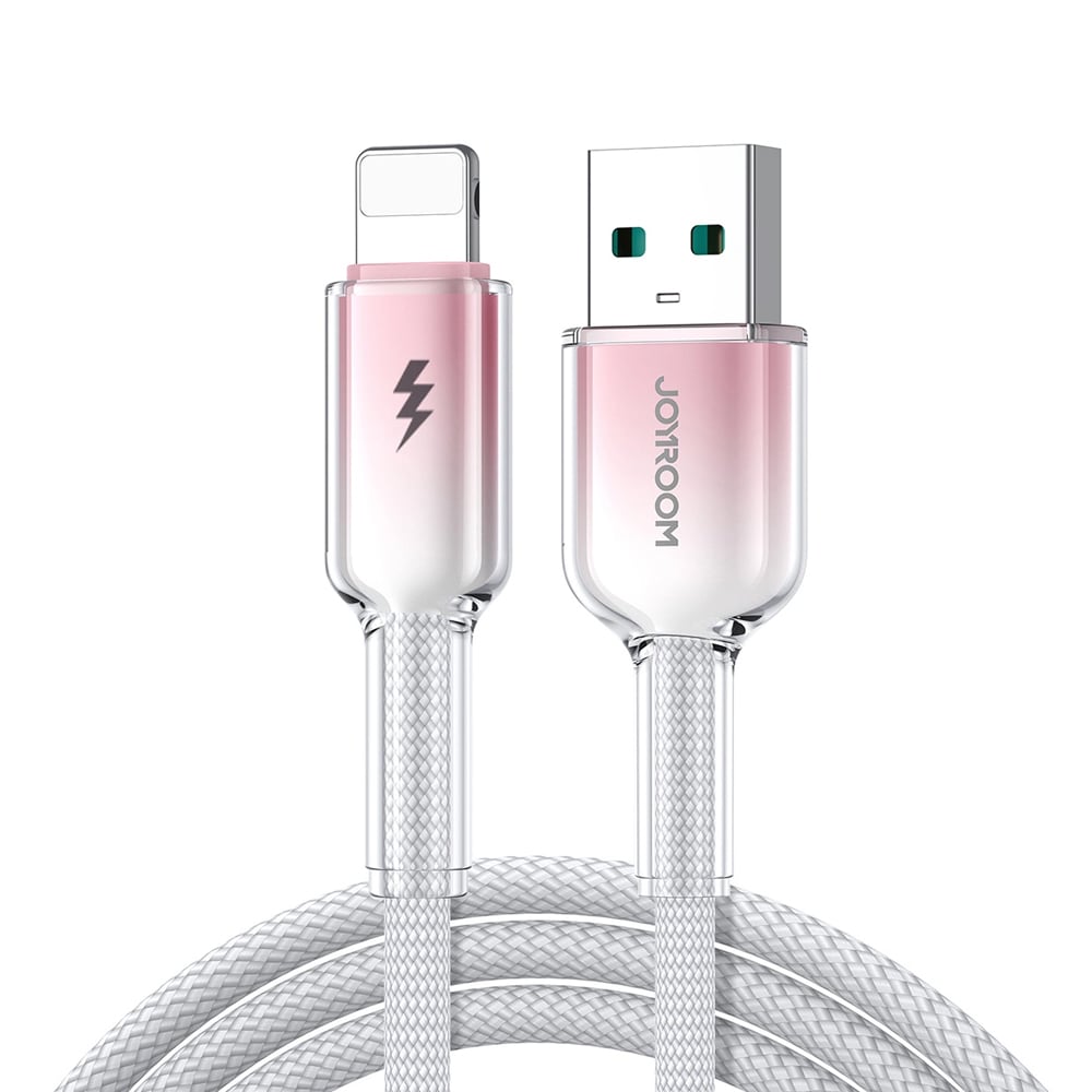 Joyroom Crystal-Clear USB-kabel 3A USB til Lightning 1,2 m - hvit