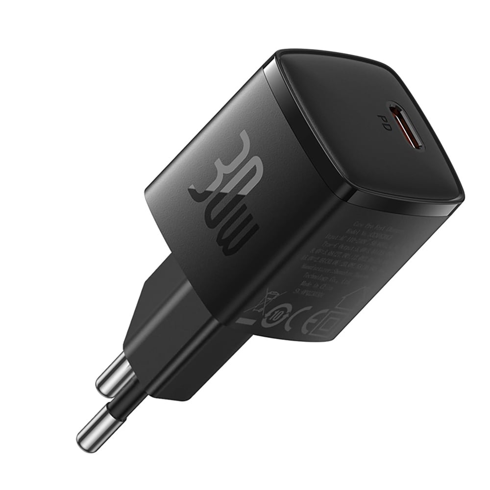 Baseus Cube Pro 30W USB-lader med USB-C og GaN-teknologi - Svart