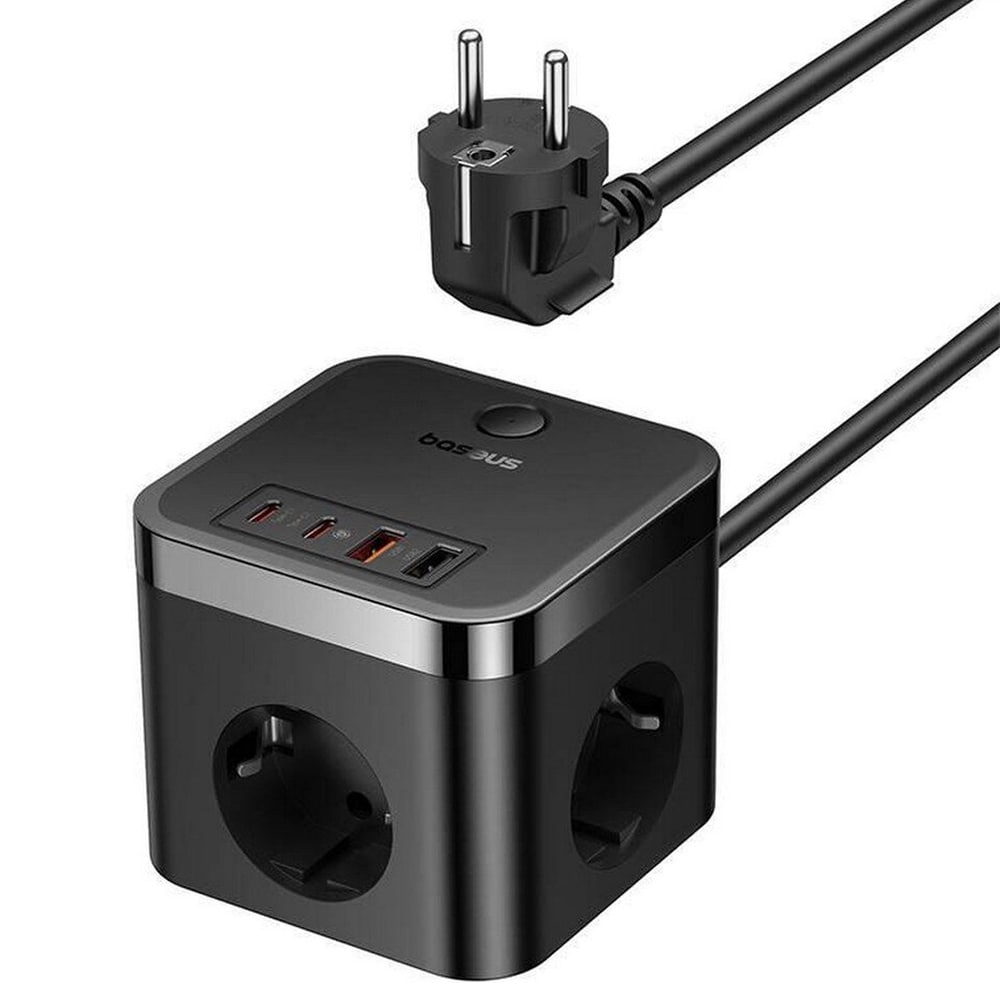 Baseus PowerCombo Cube med 2xUSB 2xUSB-C og 3 strømuttak