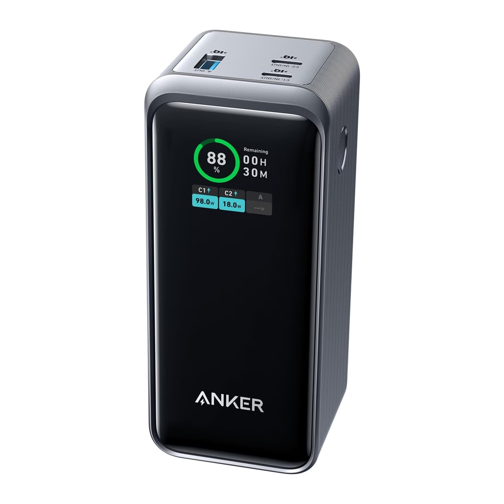 Anker Prime Powerbank 200W med 20000mAh kapasitet og rask 100W USB-C-lading - Svart