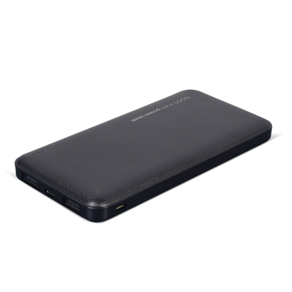 Powerbank 10000mAh med 2xUSB og 1xUSB-C - Svart