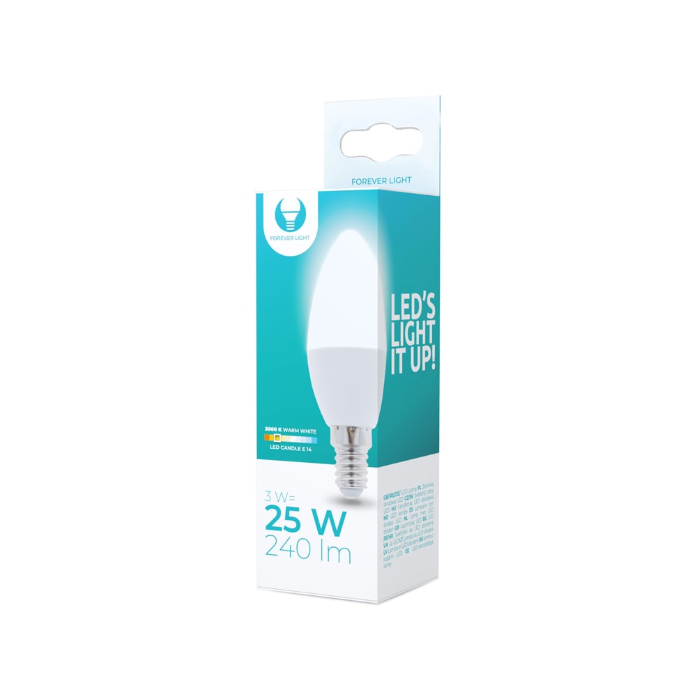 LED-Pære E14 C37 3W 230V 3000K 240lm