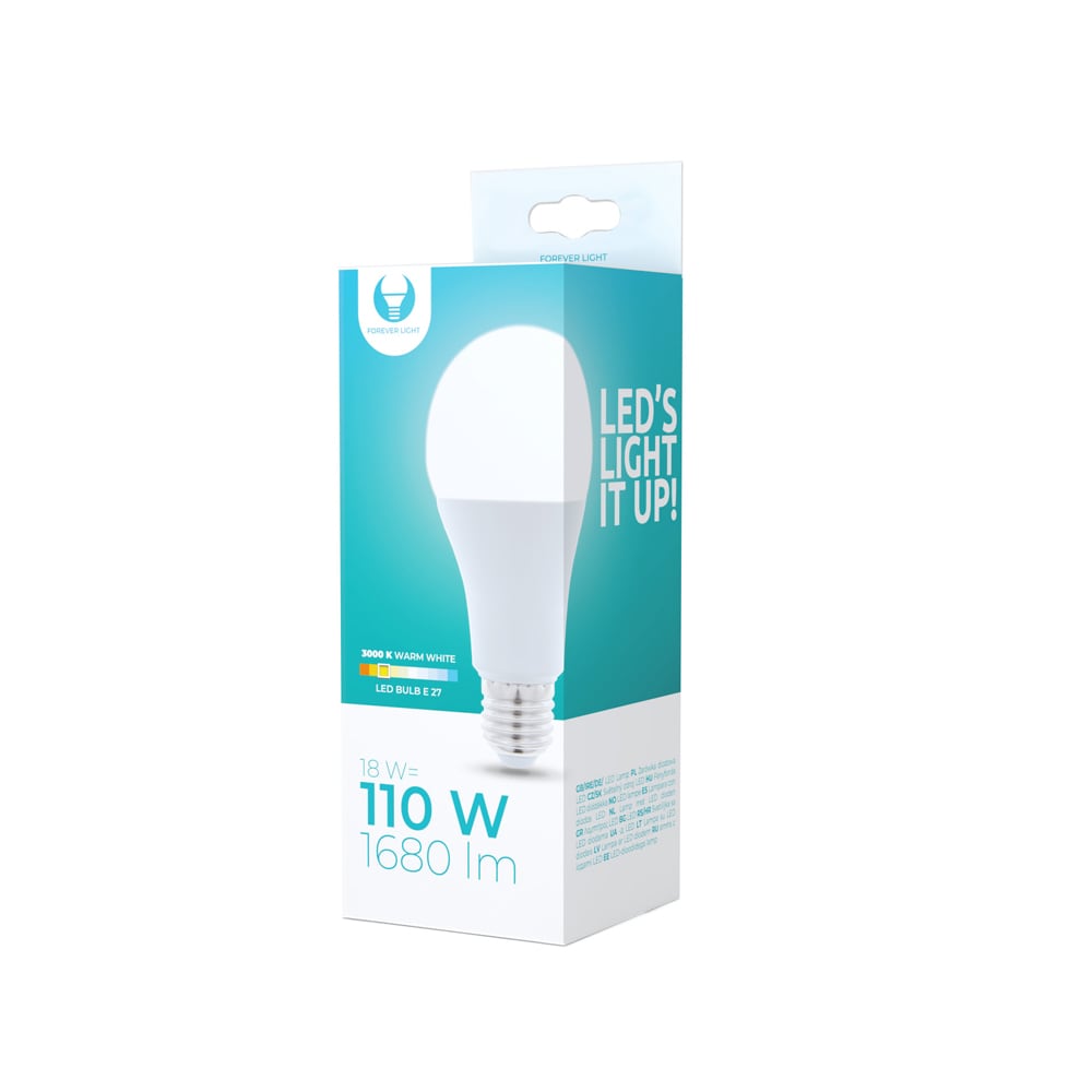 LED-Pære E27 A65 18W 230V 3000K 1680lm